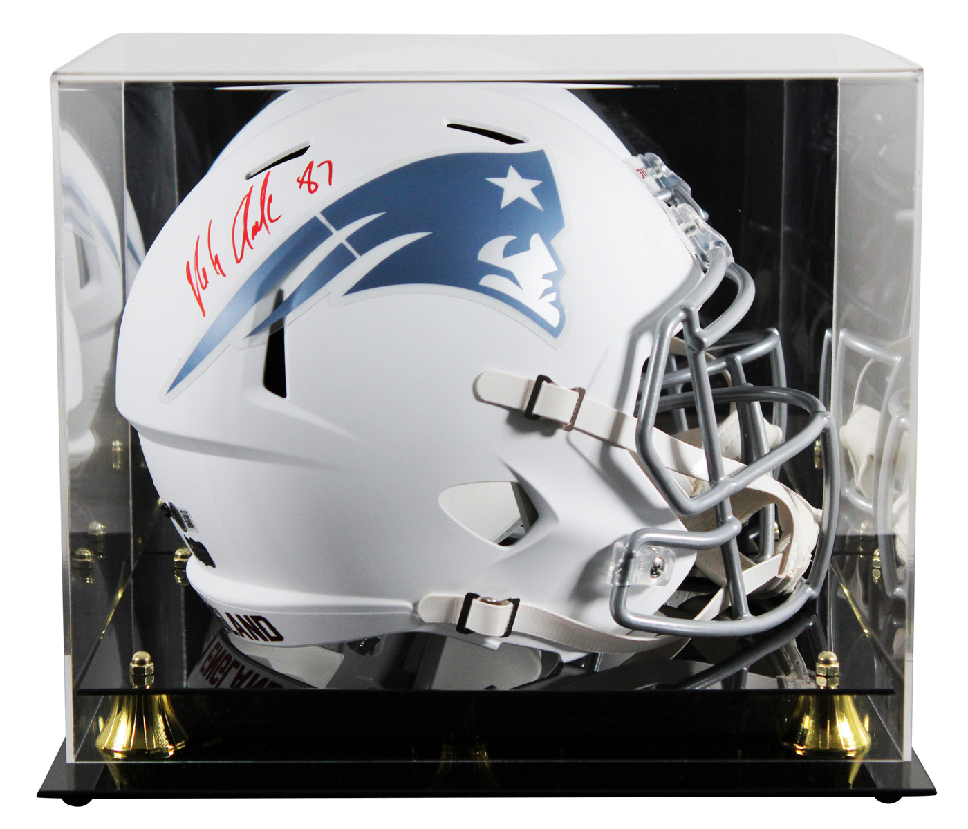 Patriots Rob Gronkowski Signed 2025 Rivalries F/S Speed Rep Helmet W/ Case BAS W