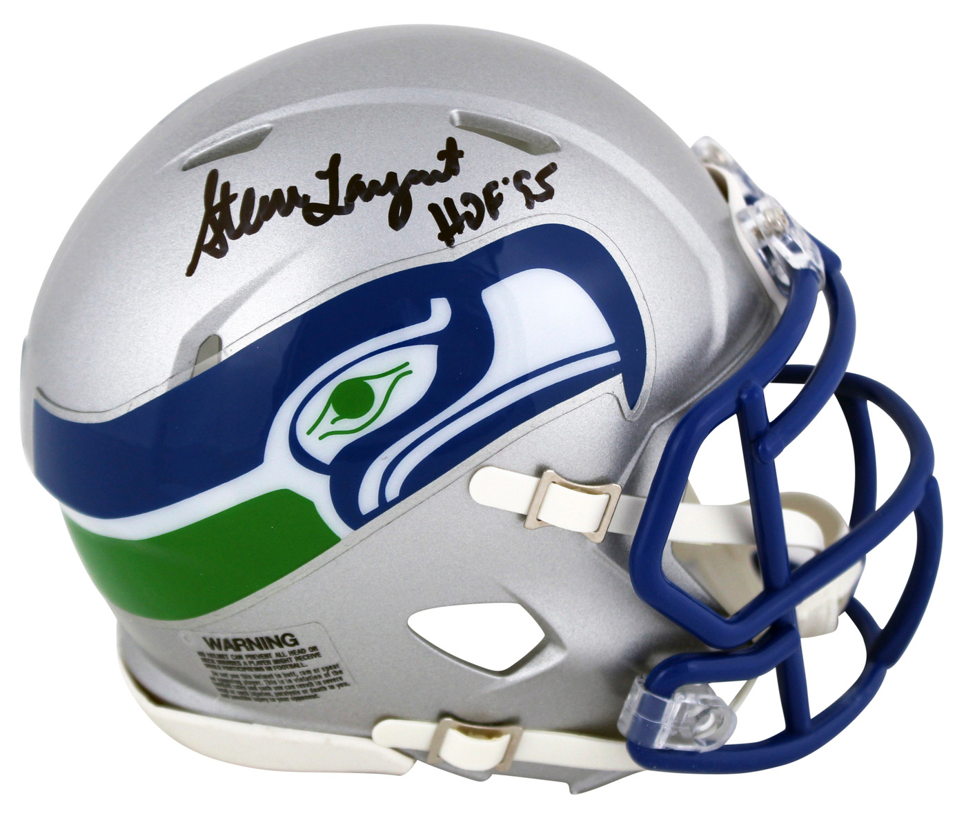Seahawks Steve Largent "HOF 95" Signed 1983-01 TB Speed Mini Helmet W/ Case BAS