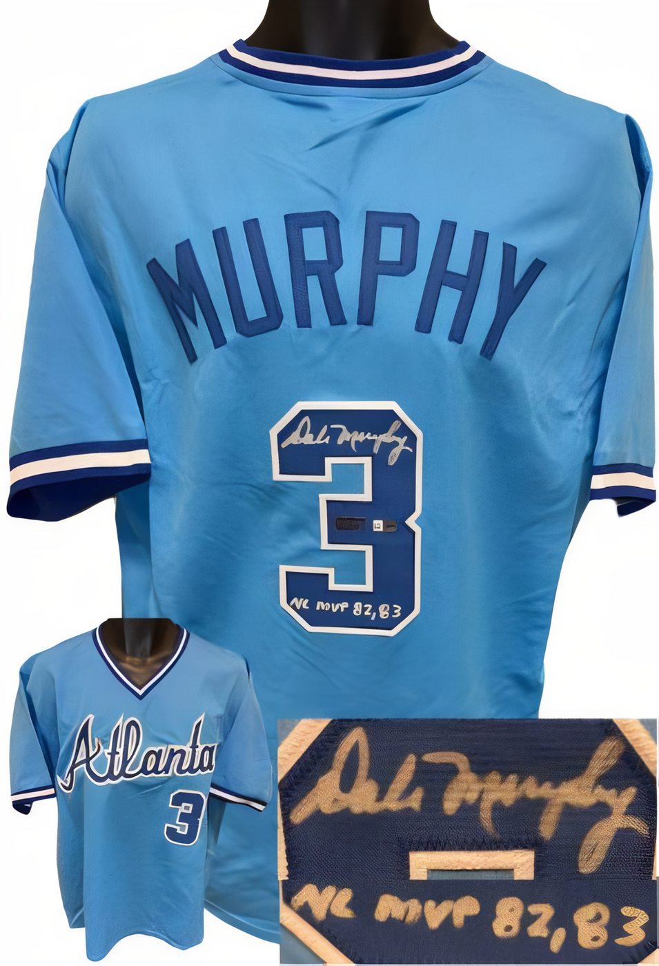 Dale Murphy Signed Atlanta Light Blue Tb Custom Stitched Pro Baseball Jersey Nl Mvp 82, 83   Radtke Sports Hologram