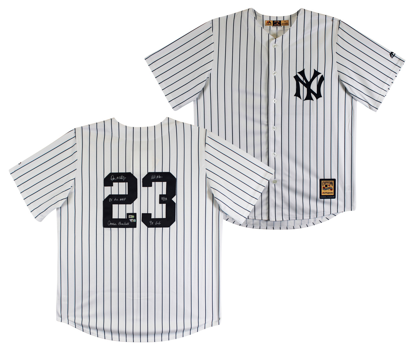Don Mattingly "4x Insc" Signed White Pinstripe Majestic LE #11/23 Jersey Fan