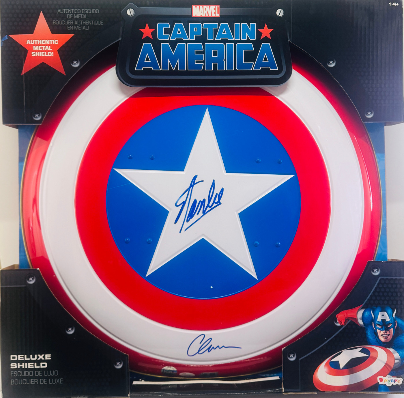 Stan Lee & Chris Evans Signed 24" Shield