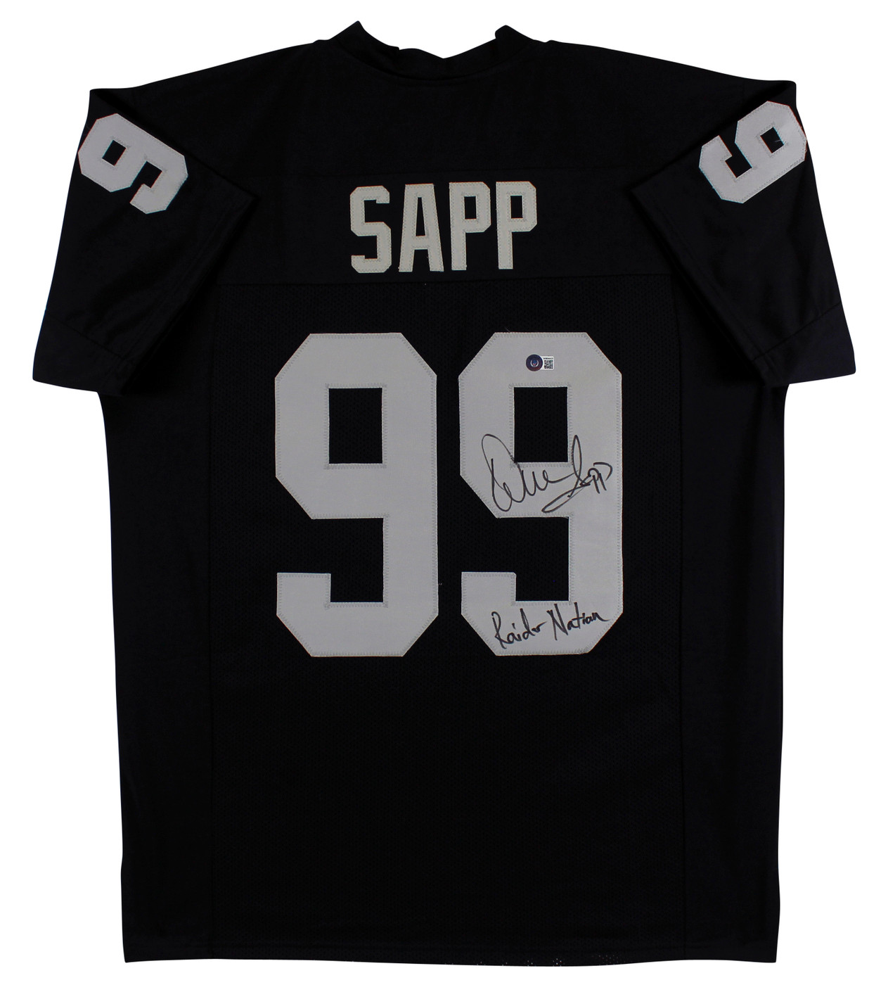 Warren Sapp "Raider Nation" Authentic Signed Black Pro Style Jersey BAS Witness