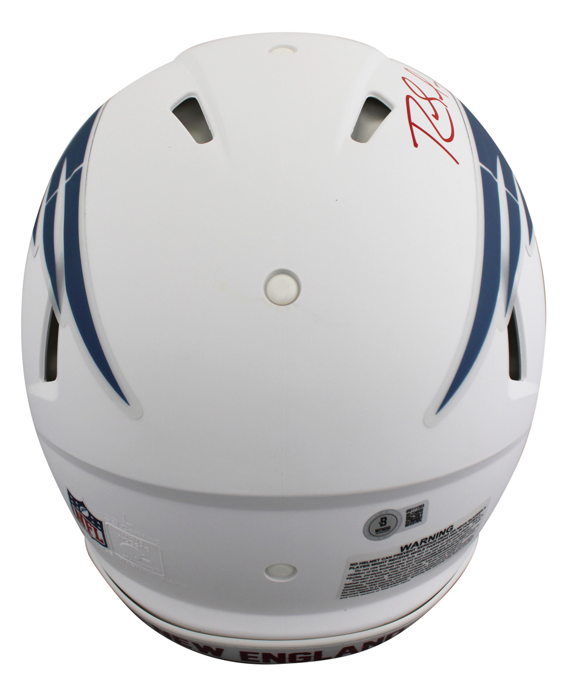 Patriots Randy Moss Signed 2025 On-Field Alt F/S Speed Proline Helmet BAS Wit