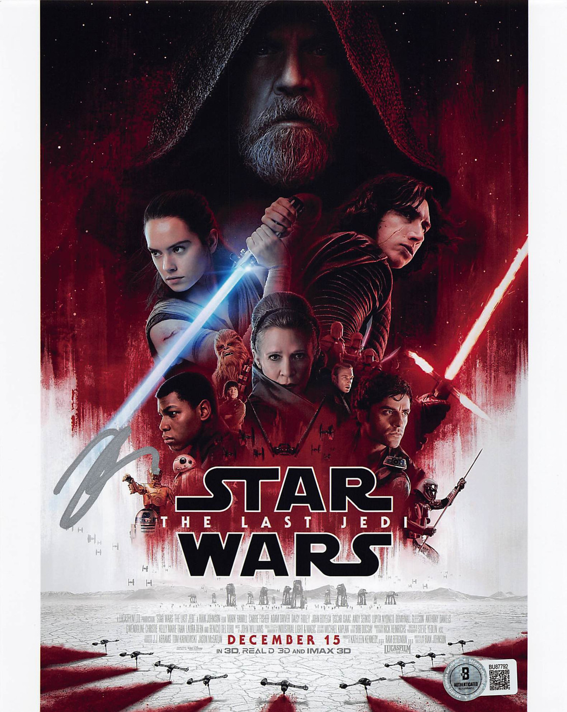 Rian Johnson Star Wars The Last Jedi Signed 8x10 Vertical Photo  BAS #BU87792