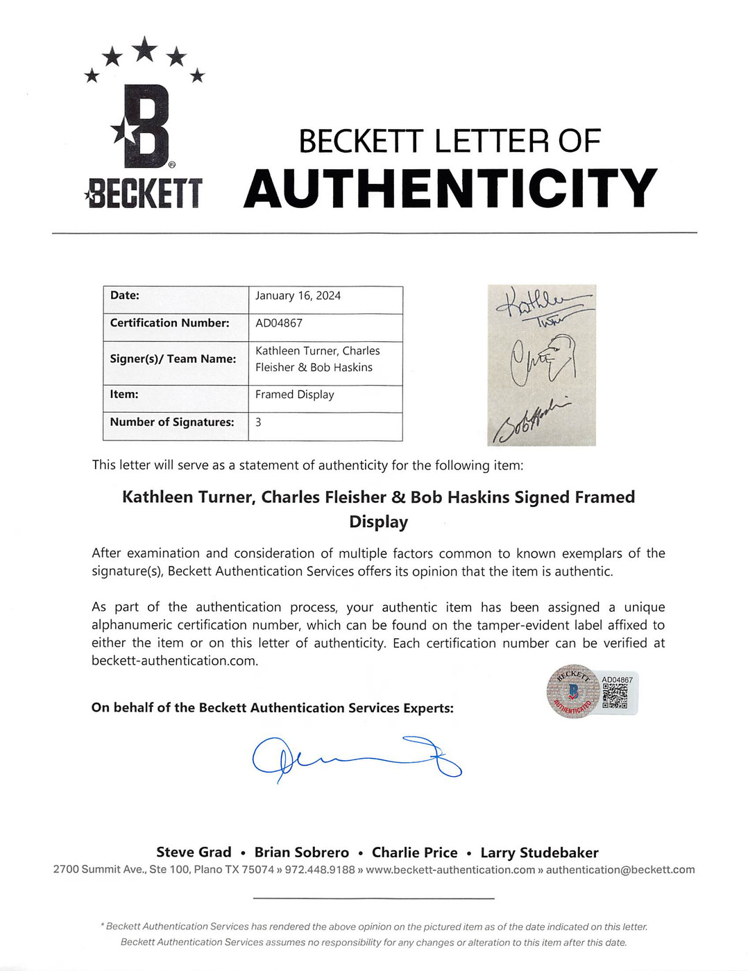 Who Framed Roger Rabbit (3) Turner, Fleisher & Hoskins Signed Framed Display BAS Version 1