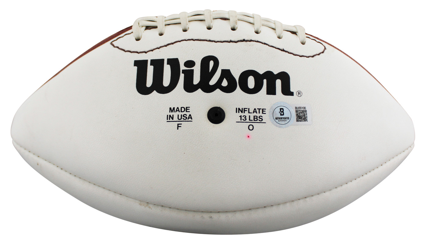 Bears Mike Ditka "Best Wishes" Signed Wilson White Panel Football BAS #BU55106