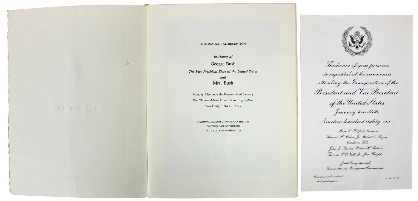 George H.W. Bush Signed 1981 8.5x11 Inauguaration Invitation Program BAS #A70478