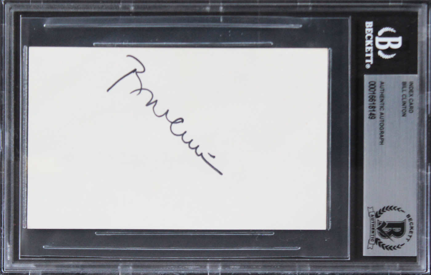 Bill Clinton Authentic Signed 3x5 Index Card Autographed BAS Slabbed