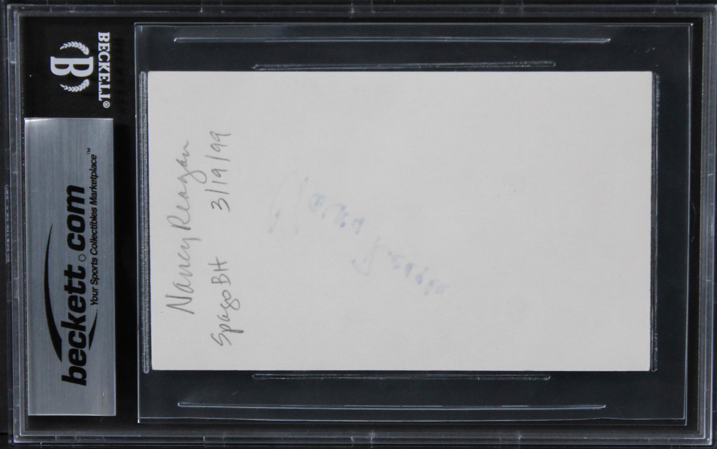 Nancy Reagan First Lady Authentic Signed 3x5 Index Card Autographed BAS Slabbed