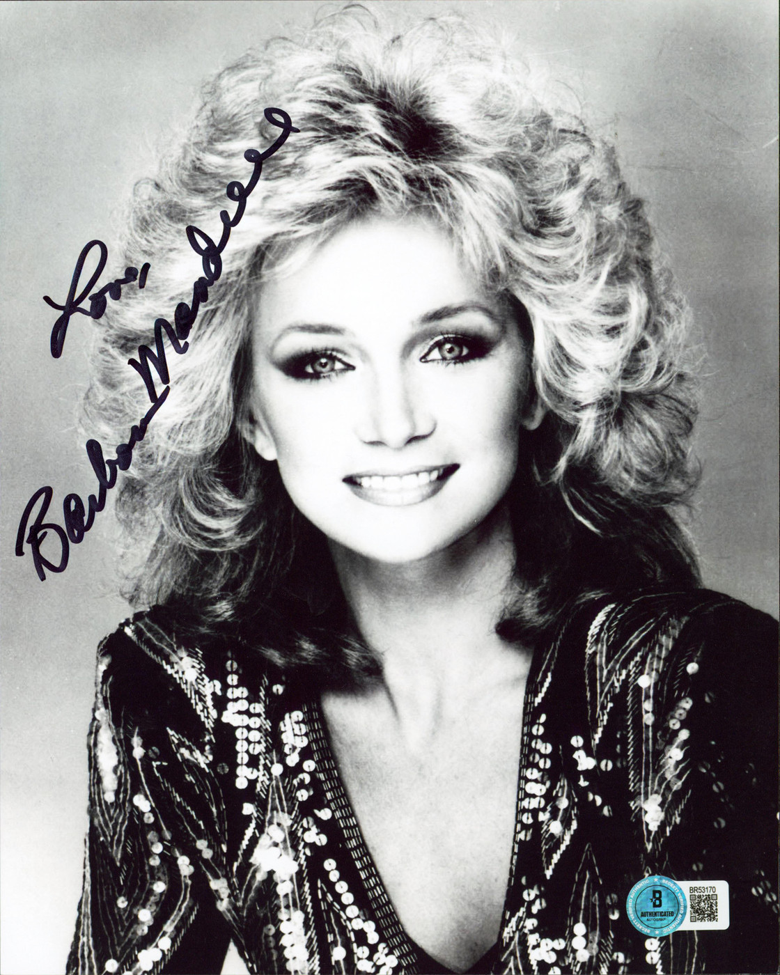 Barbara Mandrell "Love" Authentic Signed 8x10 Black & White Vertical Photo BAS 1