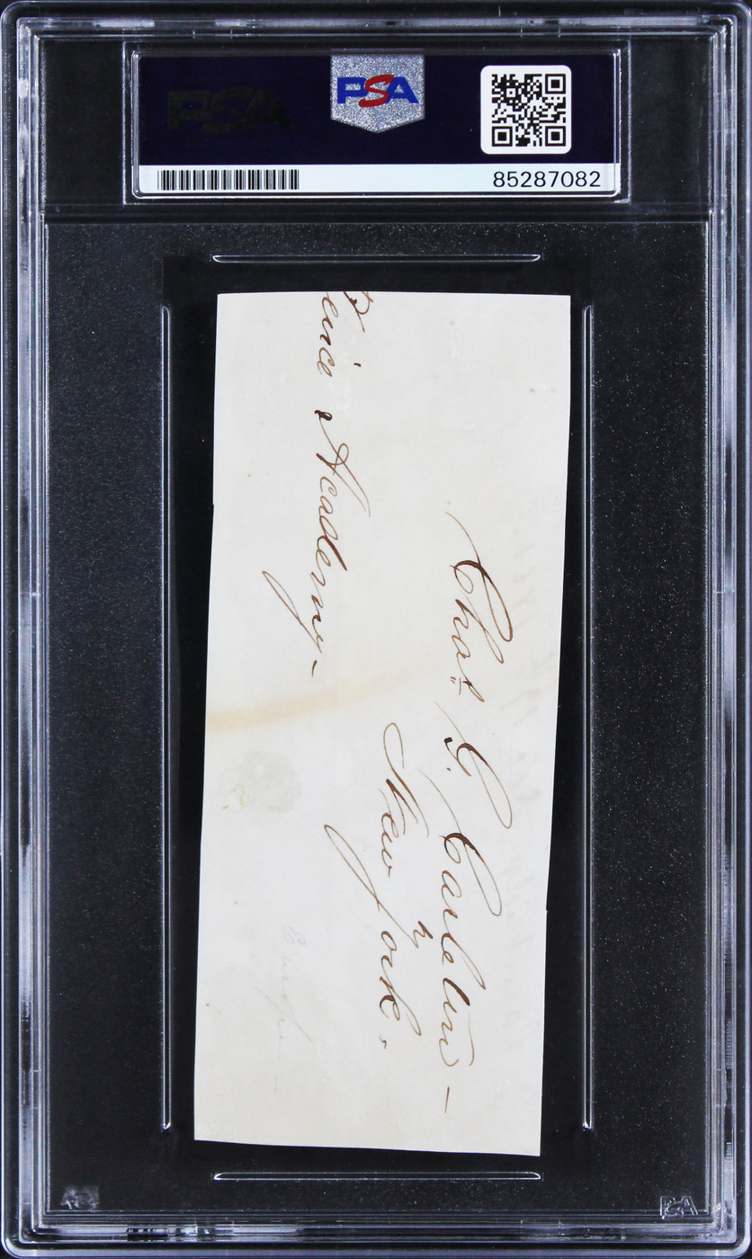Walt Whitman "Please Accept My Thanks" Signed 2x5 Cut Signature PSA/DNA Slabbed