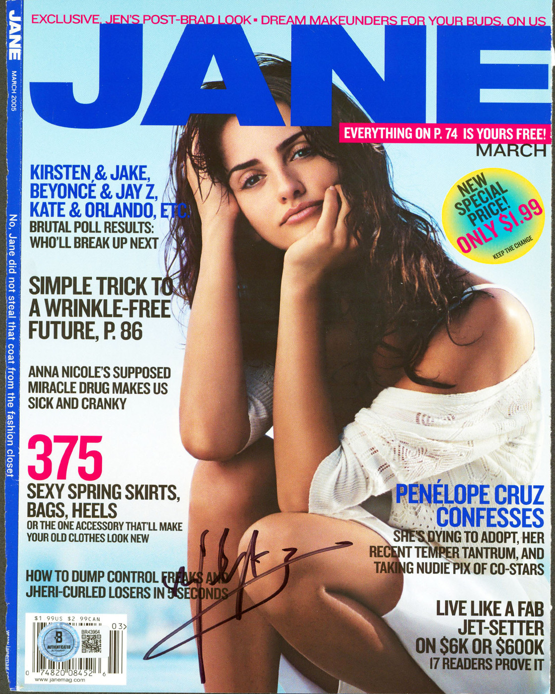 Penelope Cruz Authentic Signed Jane Magazine Cover March 2005 BAS #BR43964