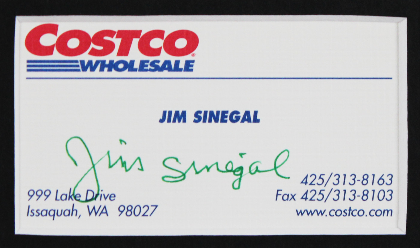 Jim Sinegal Costco Authentic Signed 3.5x2 Business Card Framed Display BAS