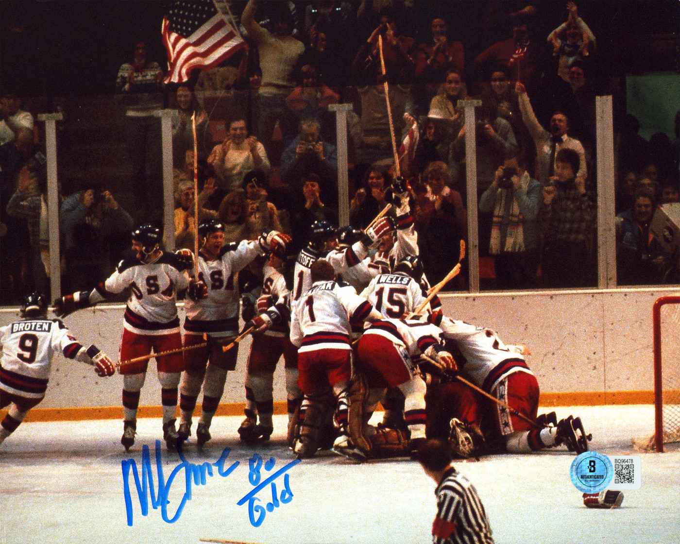 Mike Eruzione USA Hockey "80 Gold" Authentic Signed 8x10 Horizontal Photo BAS 12