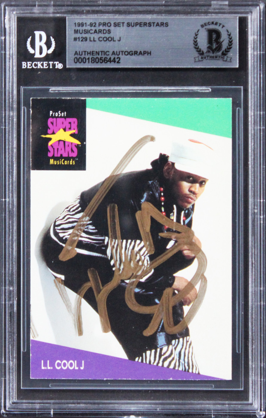 LL Cool J Signed 1991 Pro Set Superstars Musicards #129 Card BAS Slabbed