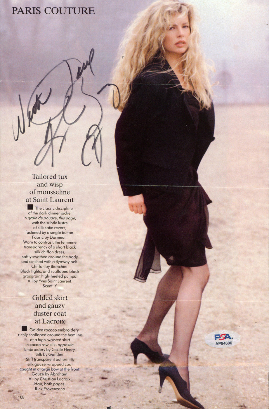 Kim Bassinger "With Love" Authentic Signed Magazine Page PSA/DNA #AP84606