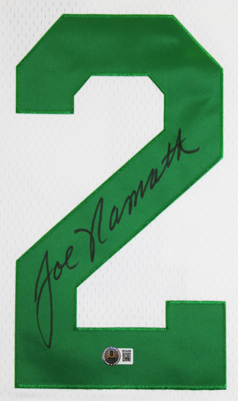 Jets Joe Namath Authentic Signed White M&N Jersey BAS Witnessed #3W324309