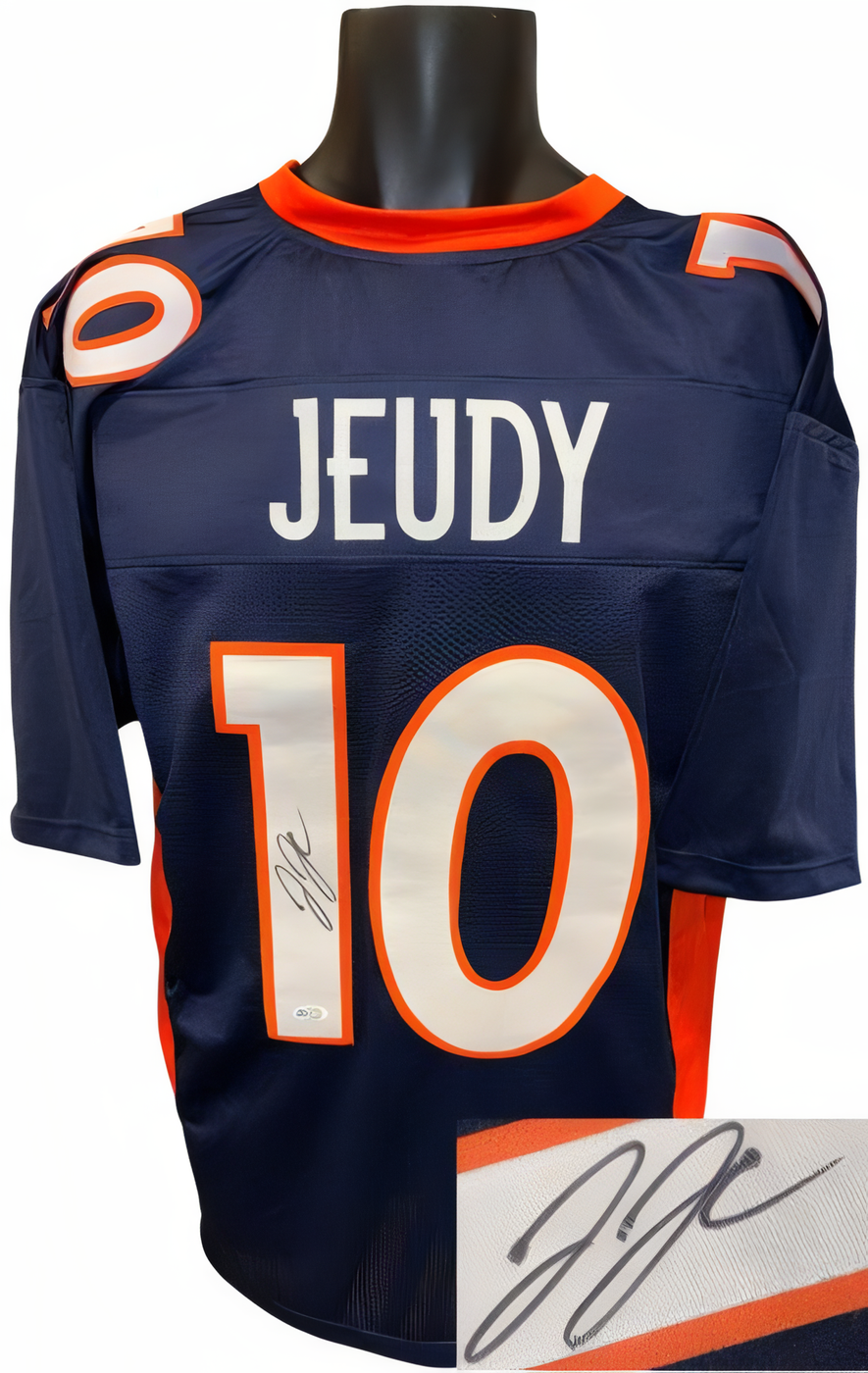 Jerry Jeudy Signed Denver Navy Custom Stitched Pro Style Football Jersey  5 Star Authentic