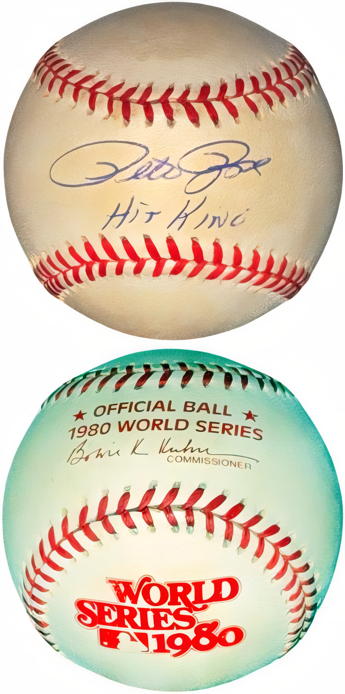Pete Rose Signed 1980 World Series Logo Rawlings Official Baseball Hit King Toned  Coa (Philadelphia Phillies)
