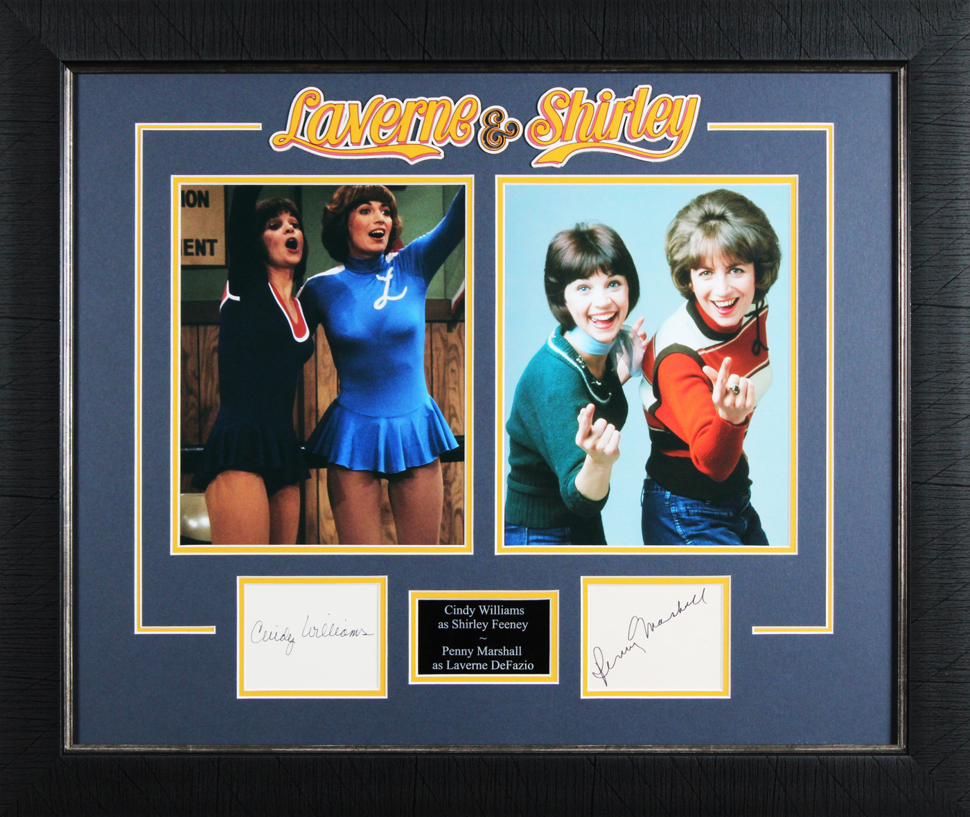 Cindy Williams & Penny Marshall Laverne & Shirley Signed Framed Display BAS