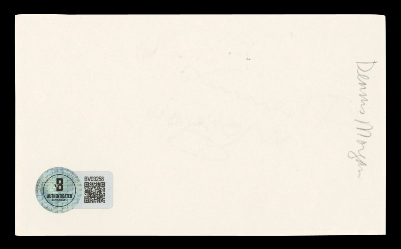 Dennis Morgan Christmas in Connecticut Signed 3x5 Index Card BAS #BV03258