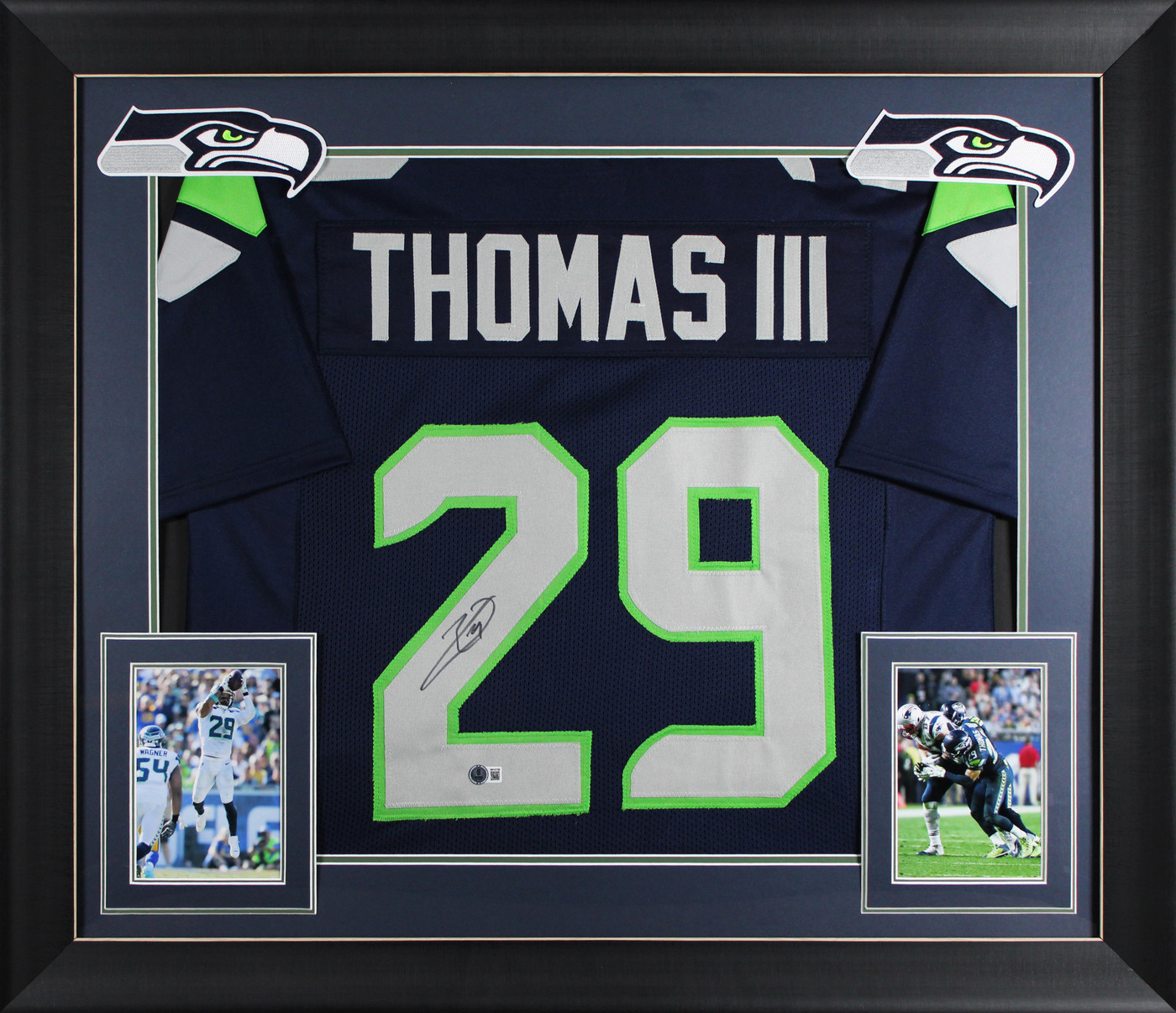 Earl Thomas Authentic Signed Navy Pro Style Framed Jersey BAS Witnessed