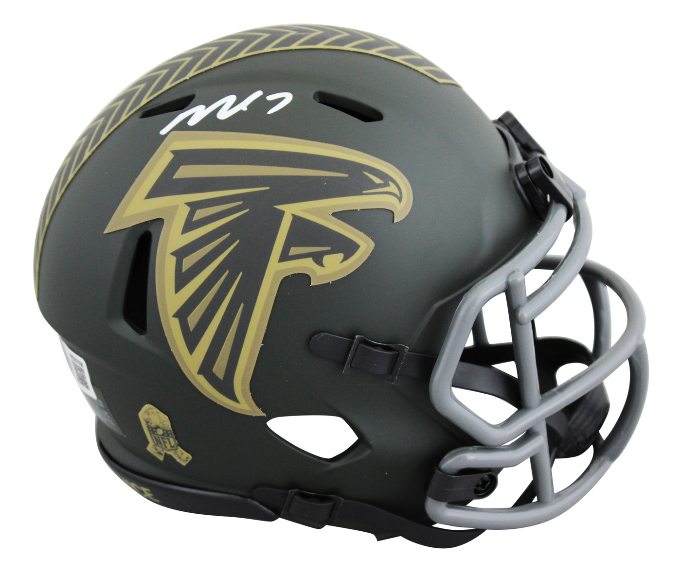 Falcons Michael Vick Signed Salute to Service IV Speed Mini Helmet BAS Witnessed