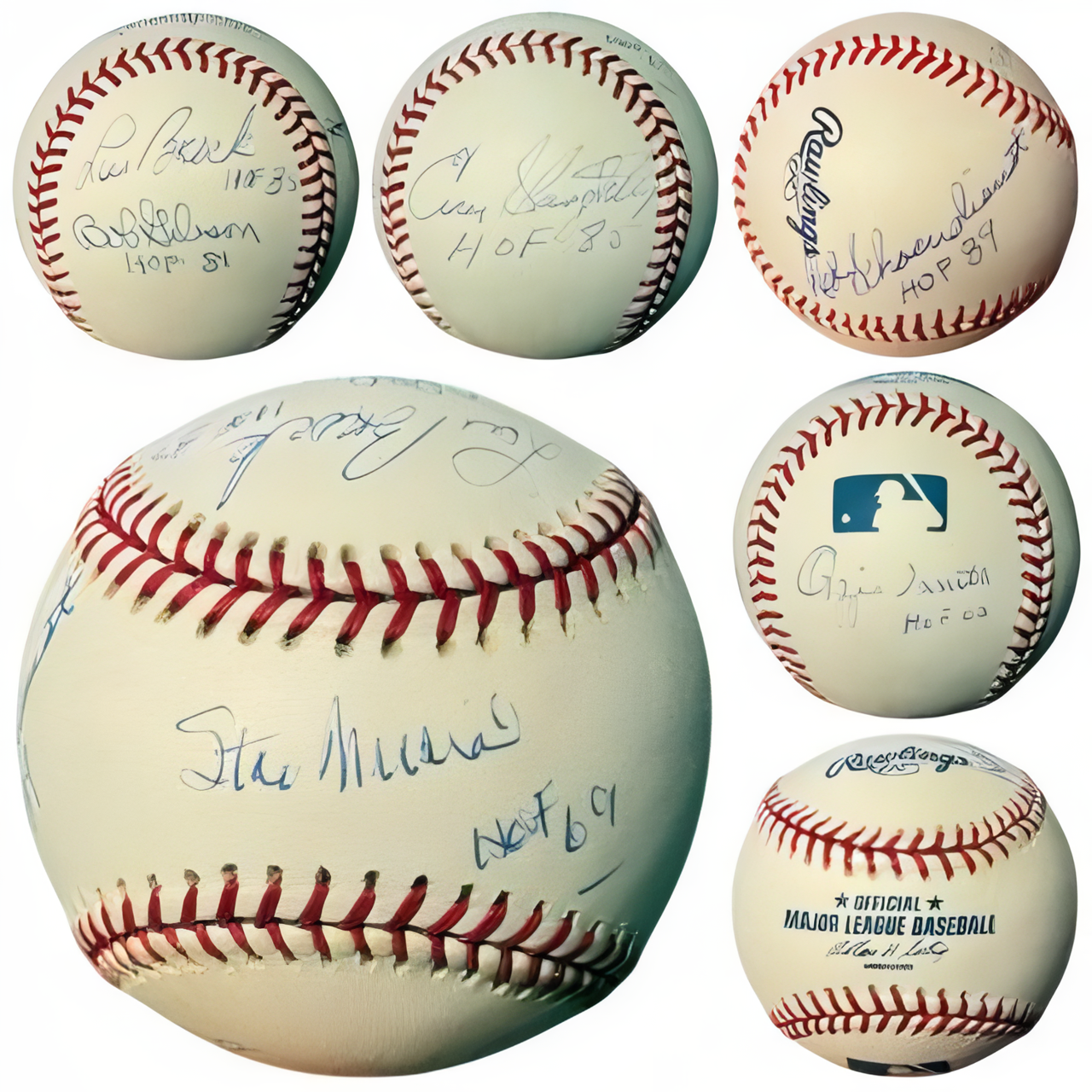 Cardinals Hof Legends Signed Ofc Oml Baseball 6 Sig  Beckett Review Stan Musial/Bob Gibson/Lou Brock/Ozzie Smith/Enos Slaughter/
