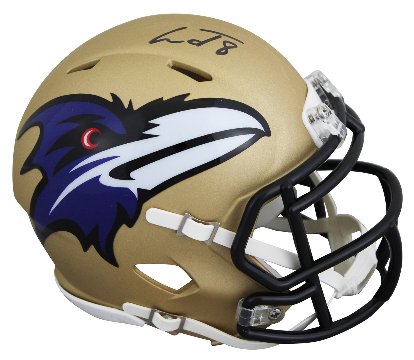 Ravens Lamar Jackson Signed Alternate AMP Speed Mini Helmet W/ Case Fanatics