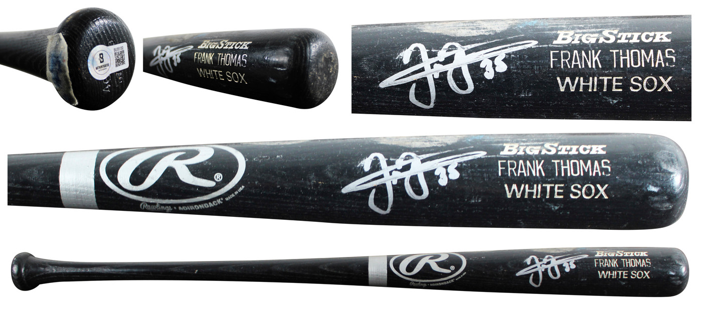 Rawlings F. THOMASサイン入り バット 認証書付き White Sox Frank Thomas Signed Game Used Rawlings Big Stick Player