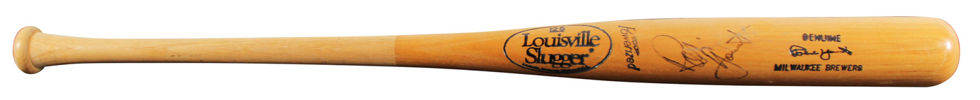 Brewers Robin Yount Signed Game Used Louisville Slugger Player Model Bat BAS