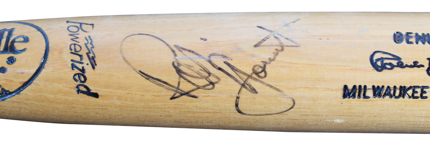 Brewers Robin Yount Signed Game Used Louisville Slugger Player Model Bat BAS