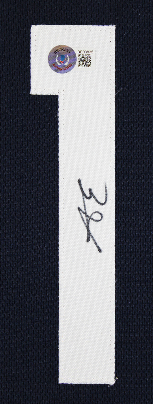 Anthony Edwards Authentic Signed Navy Blue Pro Style Jersey Autographed BAS