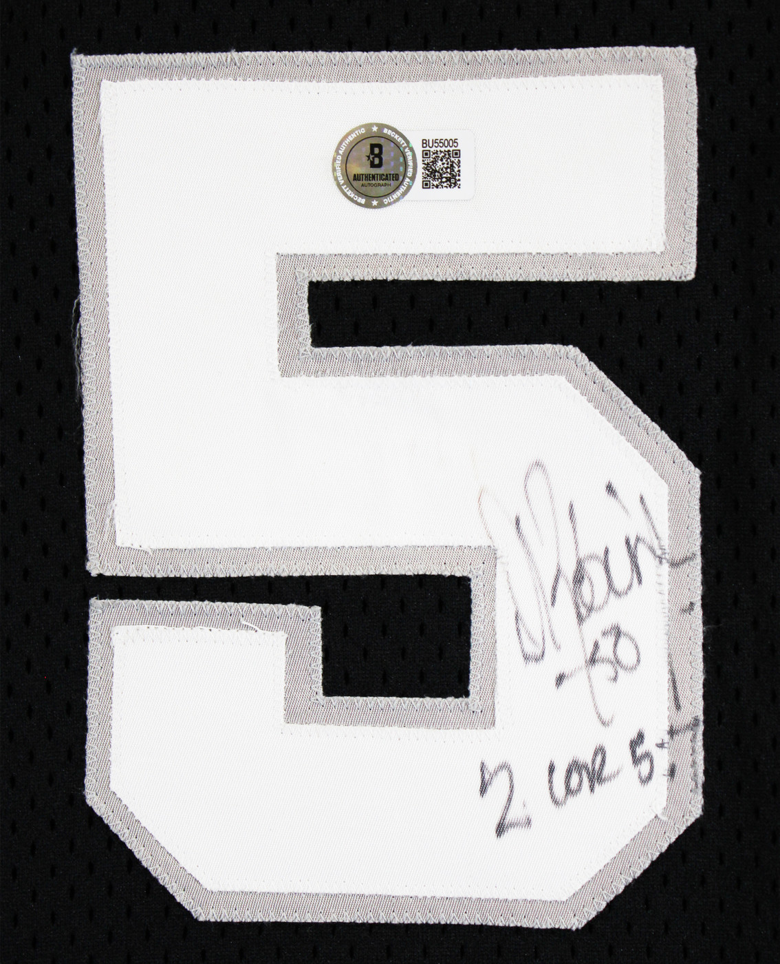 Spurs David Robinson "2 Cor 5:7" Signed Black Champion Jersey BAS #BU55005