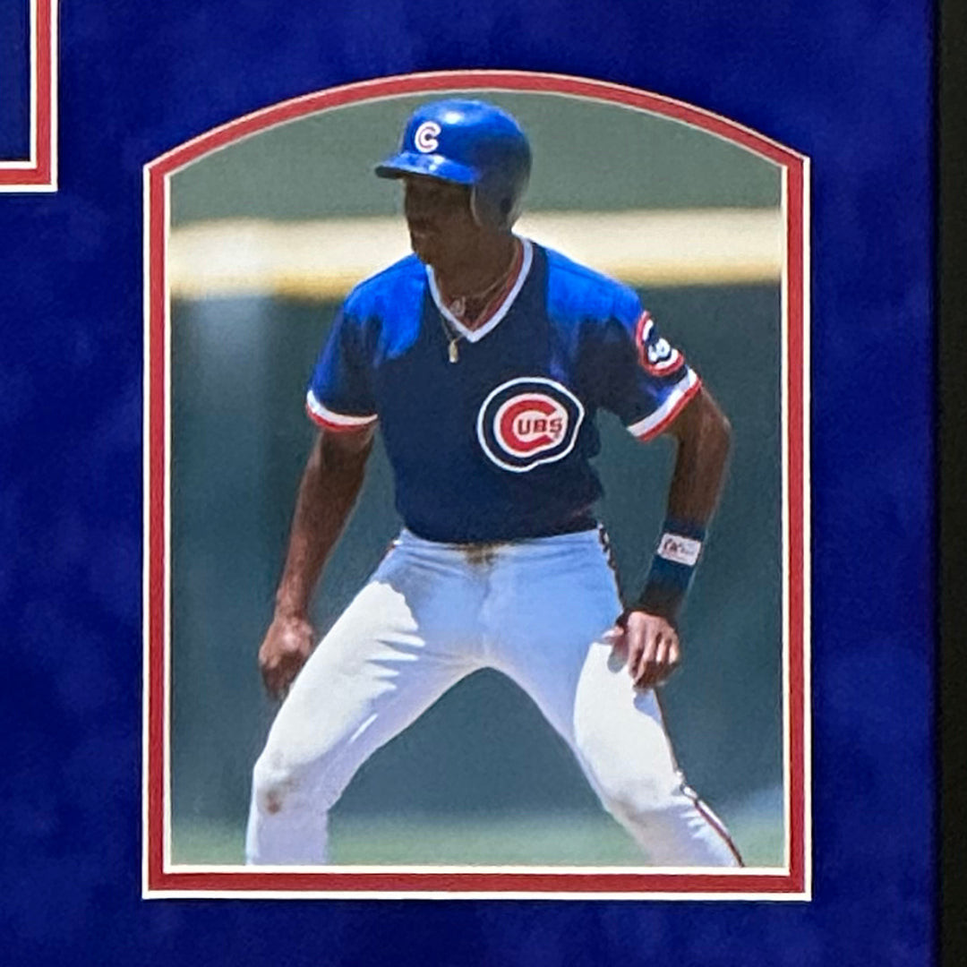 Jerome Walton Signed 1989 NL ROY Chicago Blue Custom Suede Matte Framed Baseball Jersey (JSA)