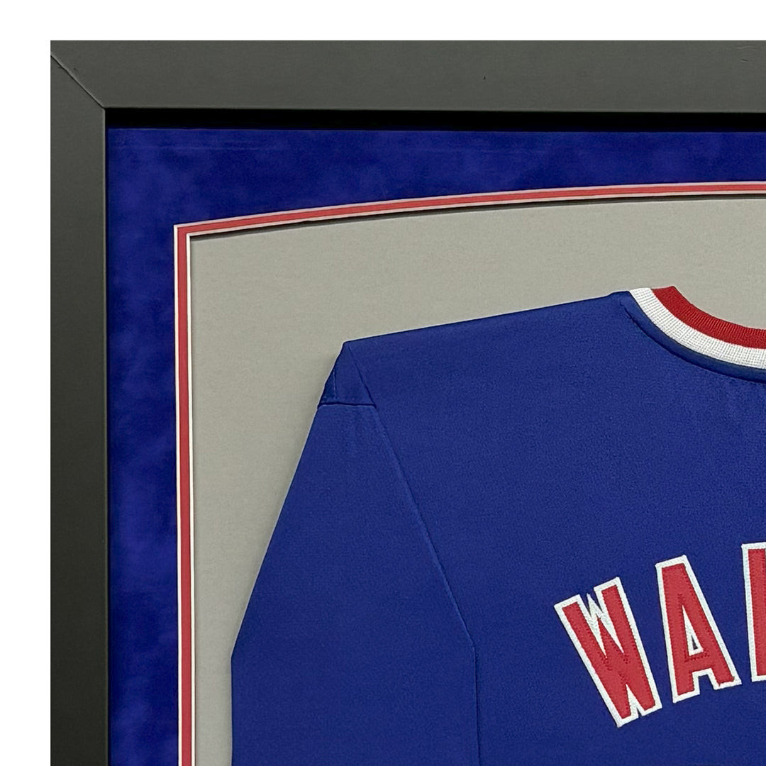 Jerome Walton Signed 1989 NL ROY Chicago Blue Custom Suede Matte Framed Baseball Jersey (JSA) Version 1