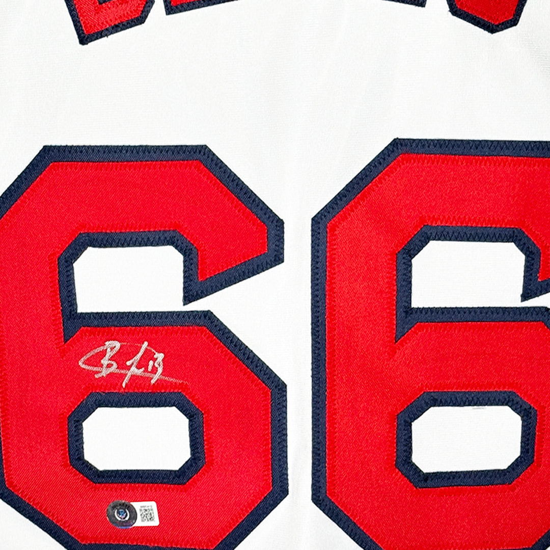 Brayan Bello Signed Silver Ink Inscription Boston White Baseball Jersey (Beckett)