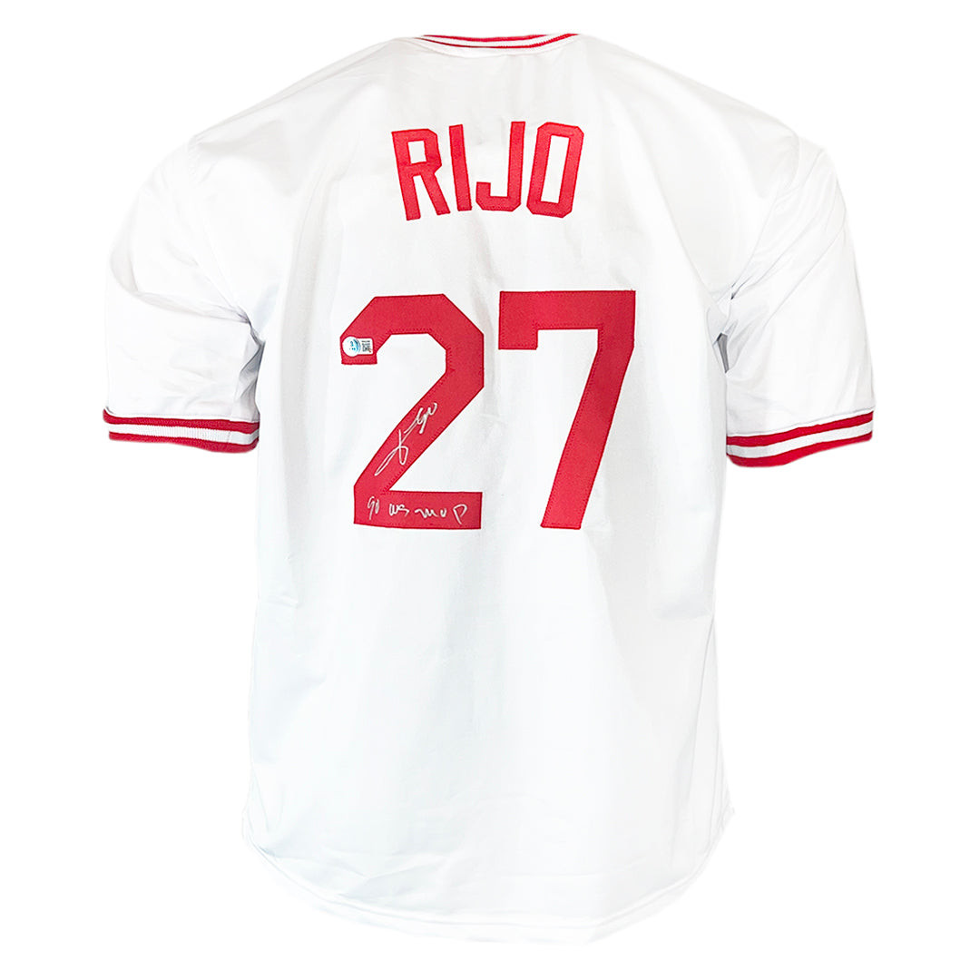 Jose Rijo Signed 90 WS MVP Inscription Cincinnati White Baseball Jersey (Beckett)