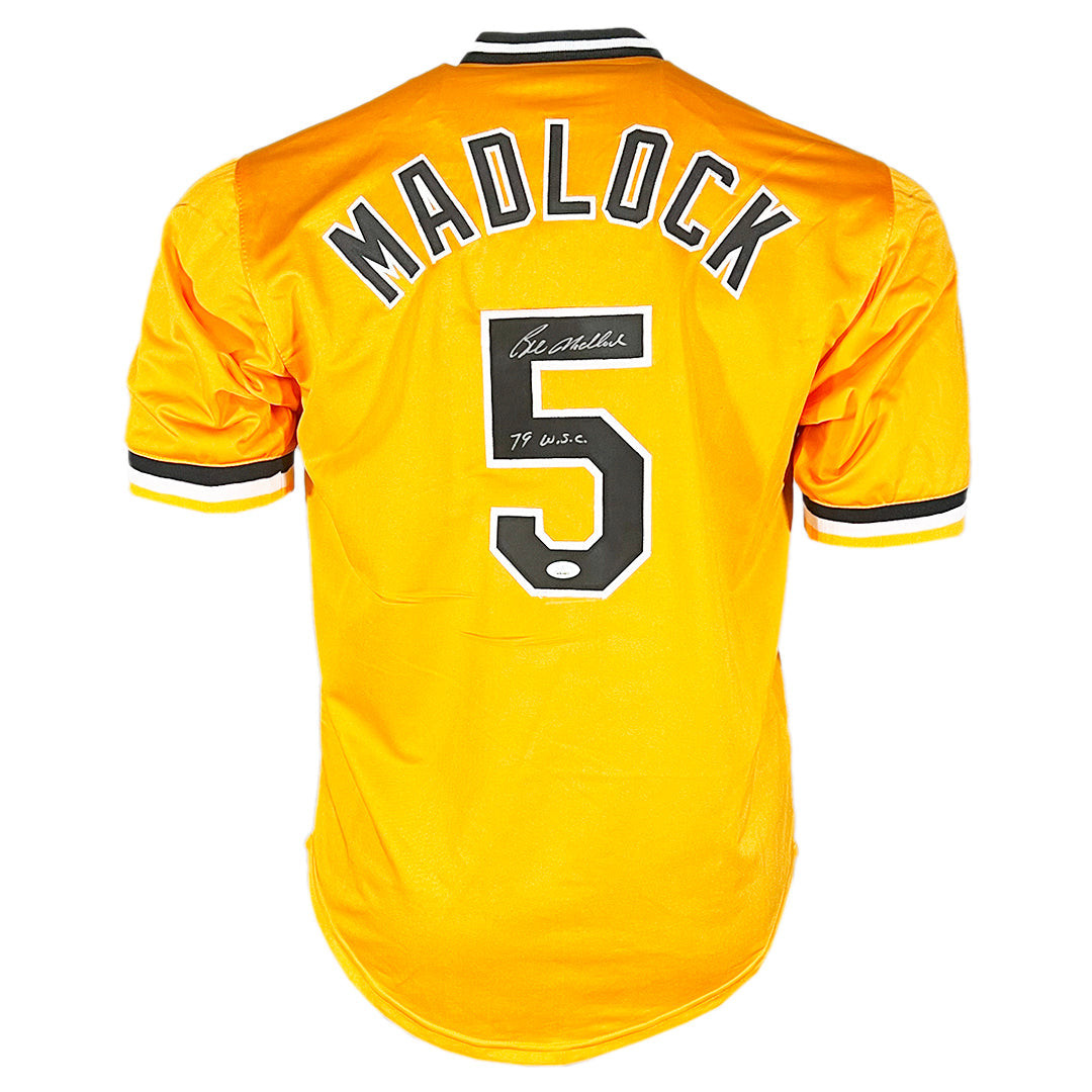 YellowBucks アメリカンフットボールシャツ M Bill Madlock Signed 79 WSC Inscription Pittsburgh Yellow Baseball