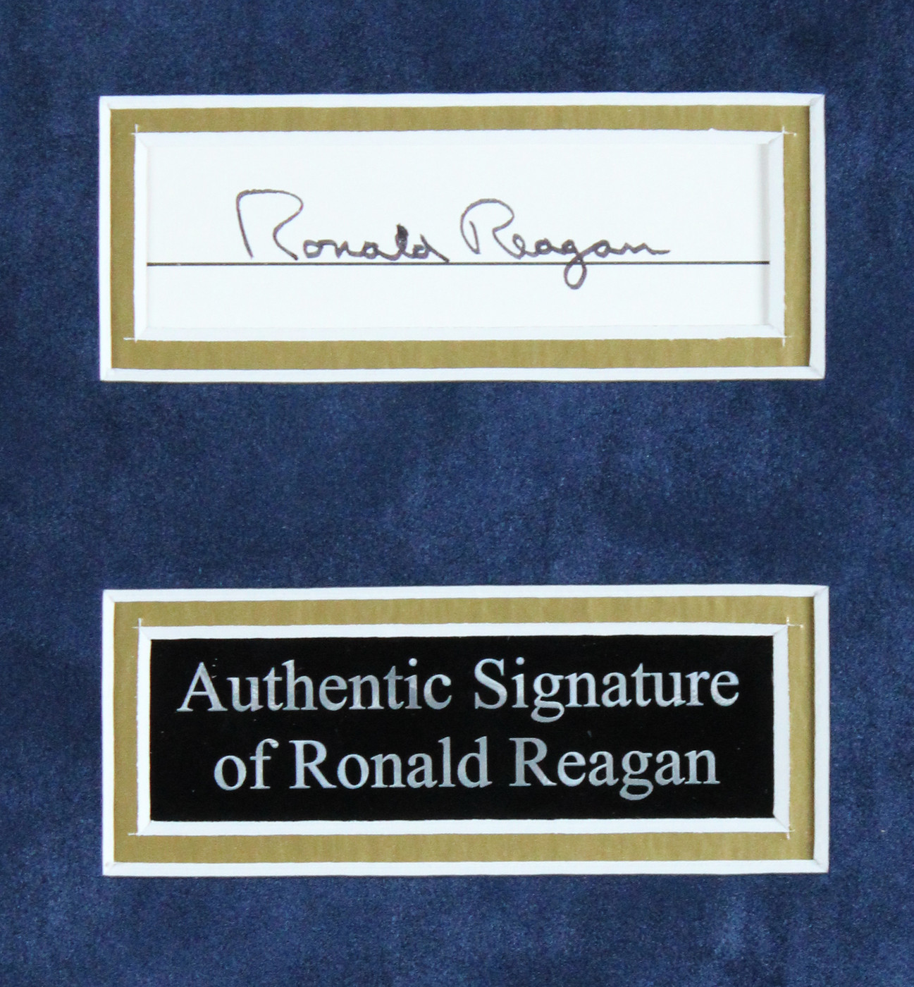 Ronald Reagan Authentic Signed 1x3 Cut Signature Framed Display