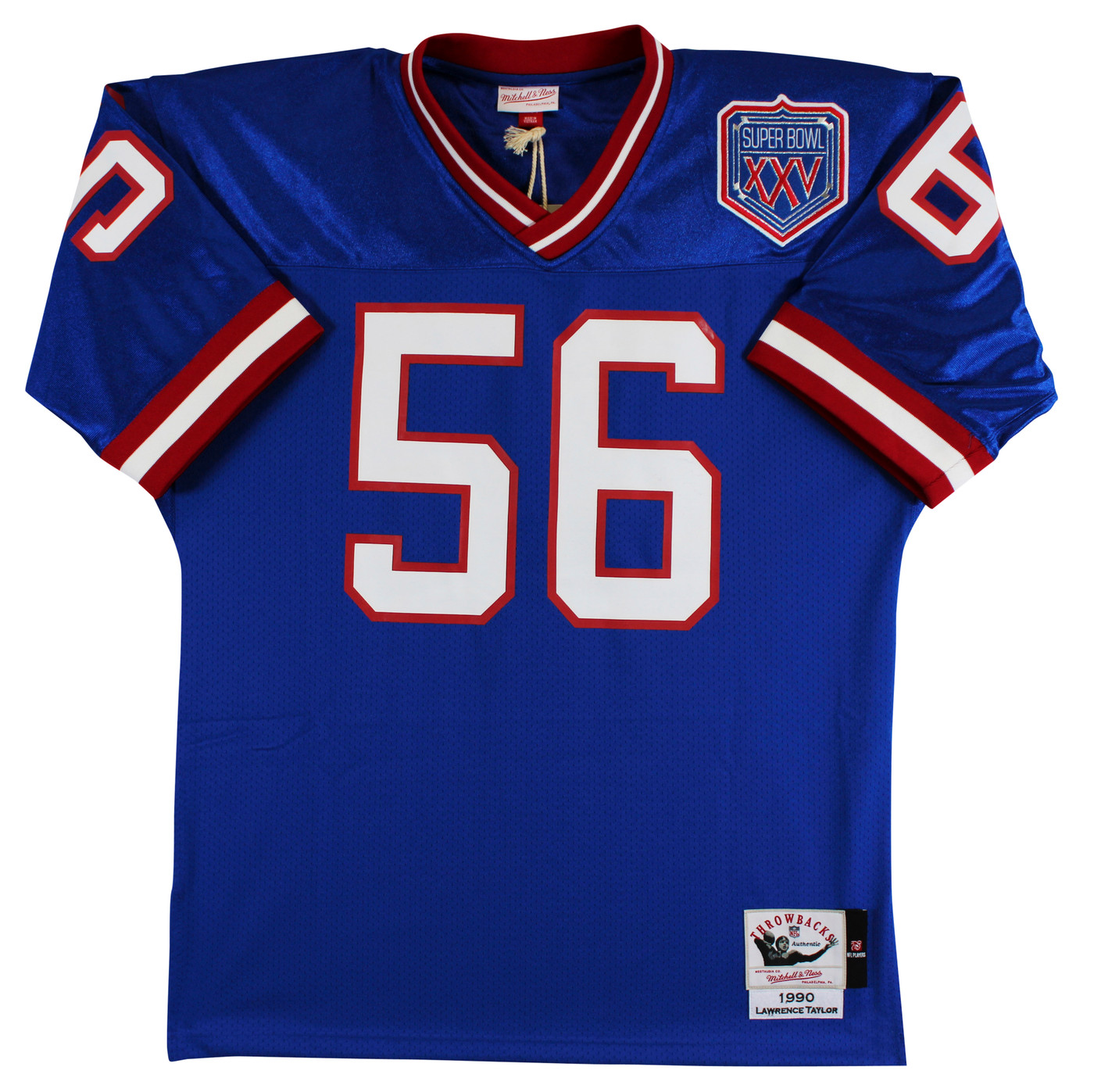 Giants Lawrence Taylor Signed 1990 Blue M&N TB SB XXV Patch Authentic Jersey BAS
