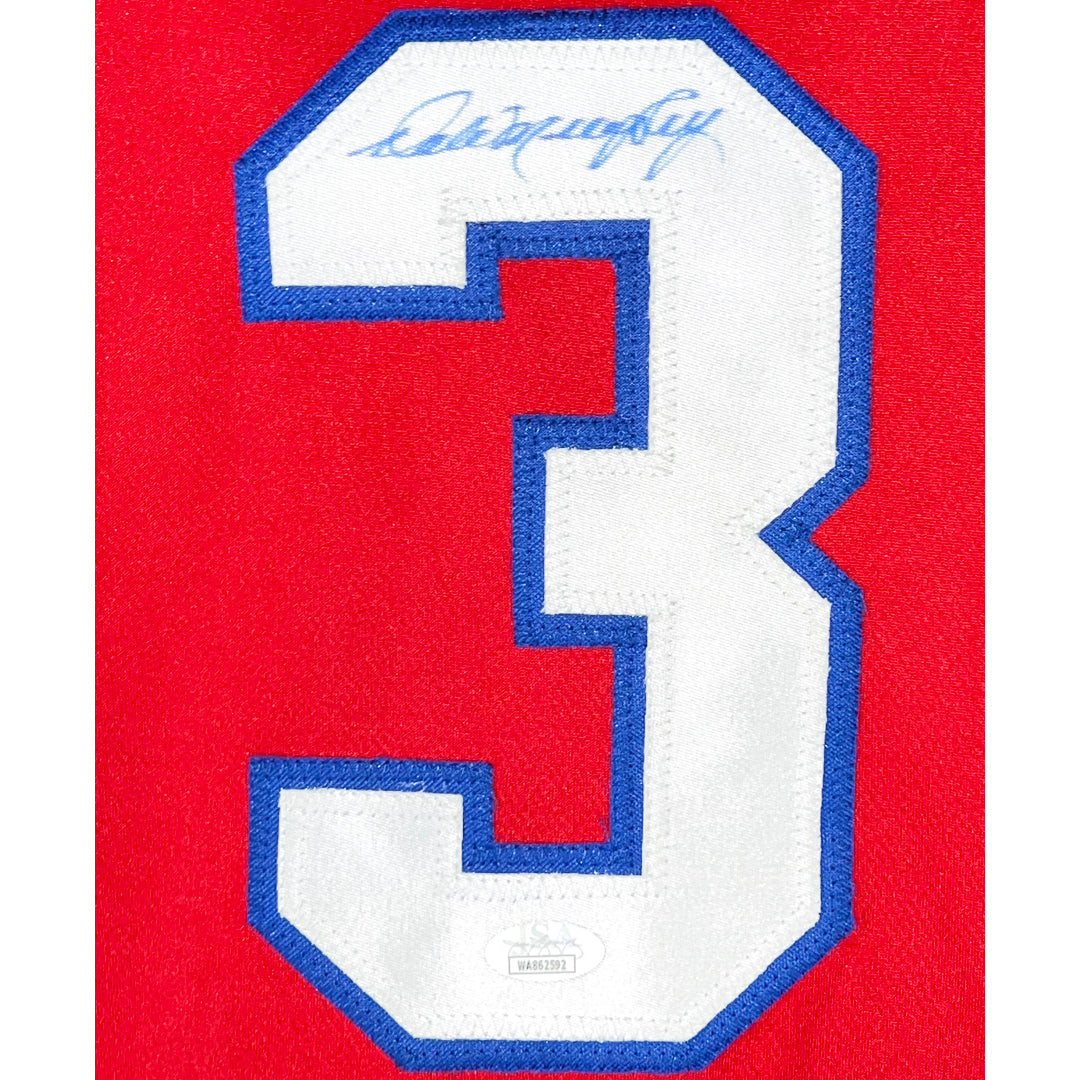 Dale Murphy Signed Blue Ink Inscription Atlanta Red Throwback Baseball Jersey (JSA)