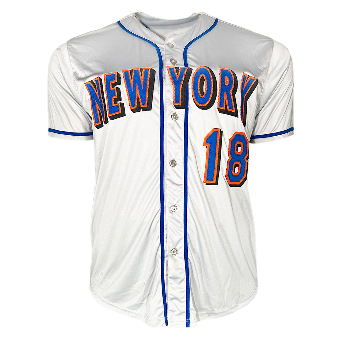 Darryl Strawberry Signed 86 WS Champs Inscription New York Grey Baseball Jersey (MLB)