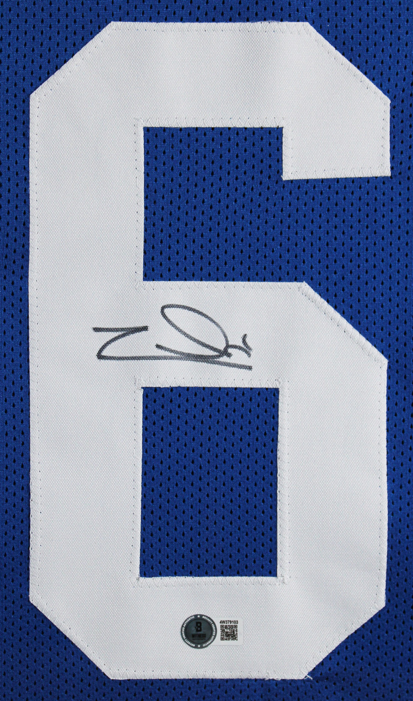 Zach Charbonnet Authentic Signed Blue Throwback Pro Style Framed Jersey BAS Wit