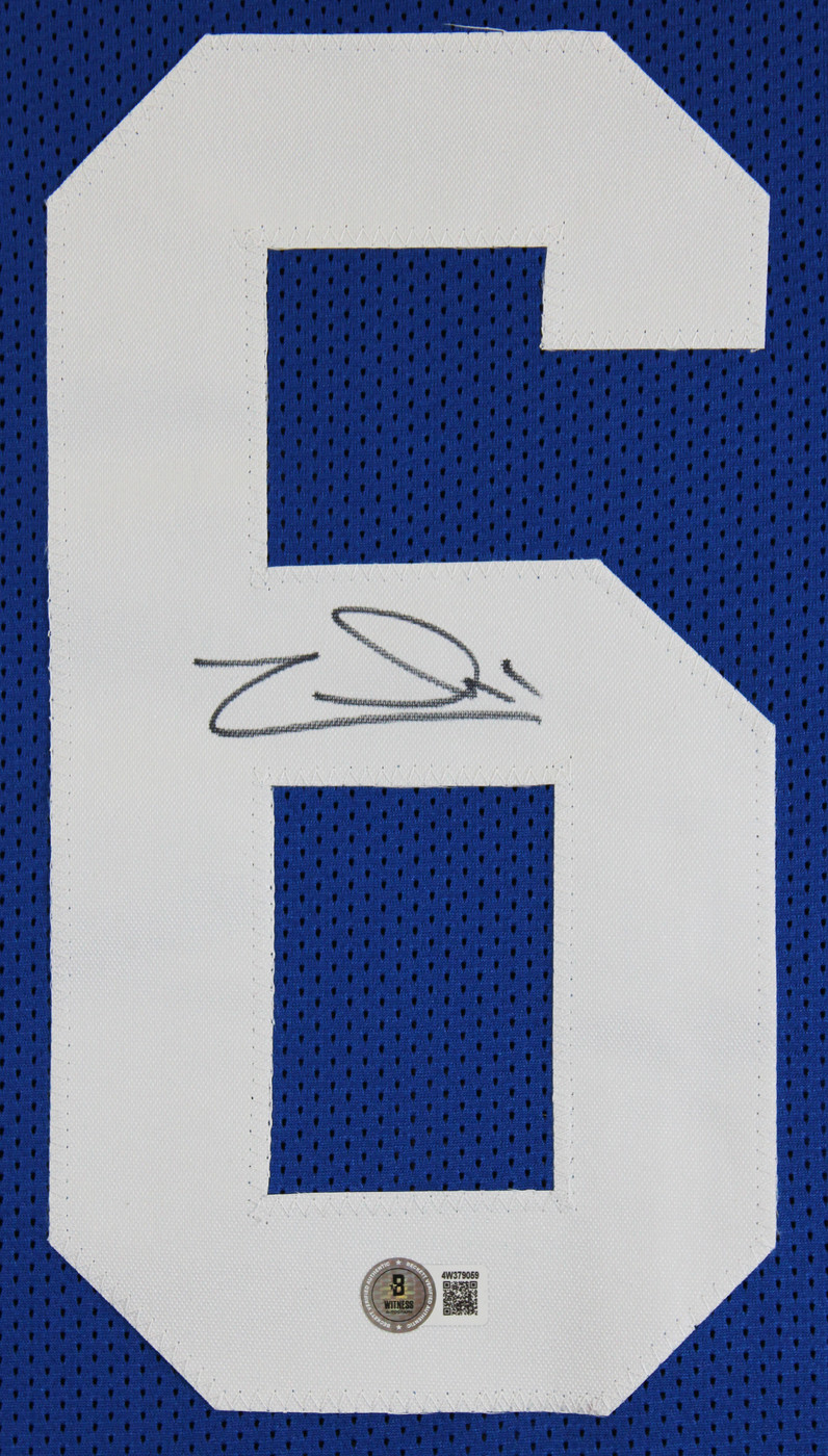Zach Charbonnet Authentic Signed Blue Throwback Pro Style Jersey BAS Witnessed