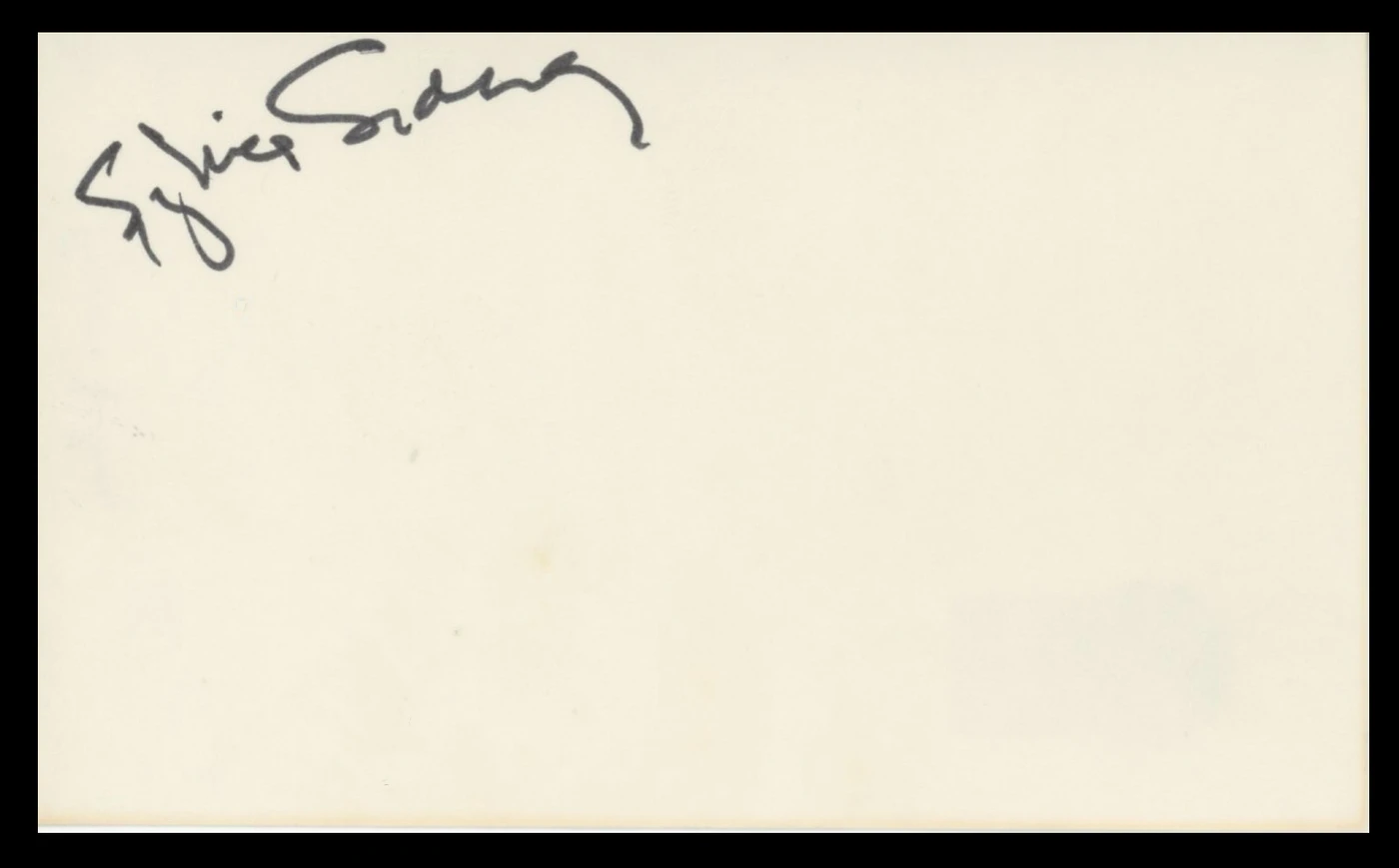 Sylvia Sidney Beetlejuice Authentic Signed 3x5 Index Card BAS #BV59118