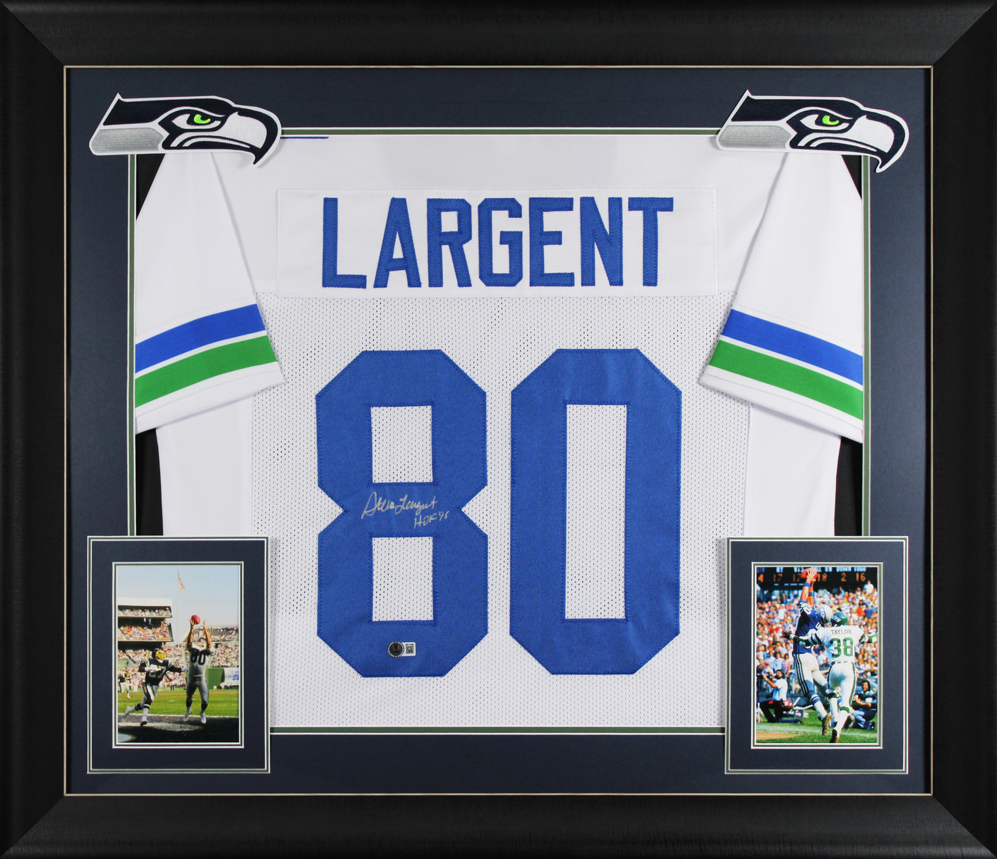 Steve Largent "HOF 95" Signed White Pro Style Framed Jersey BAS Witnessed