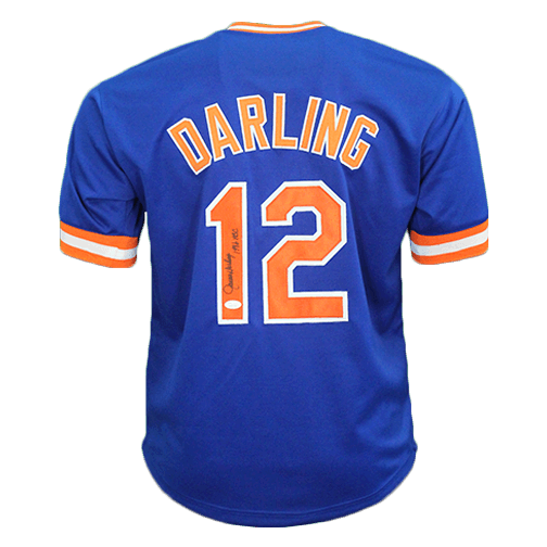 Ron Darling Autographed 1986 WSC Pro Style Baseball Jersey Blue (JSA)