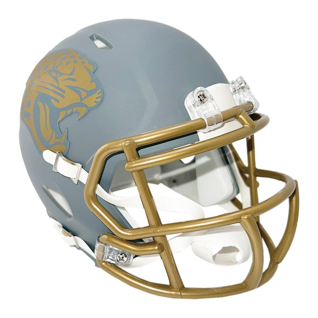Travis Hunter Signed Jacksonville Jaguars Slate Alternate Speed Mini Football Helmet (Beckett)