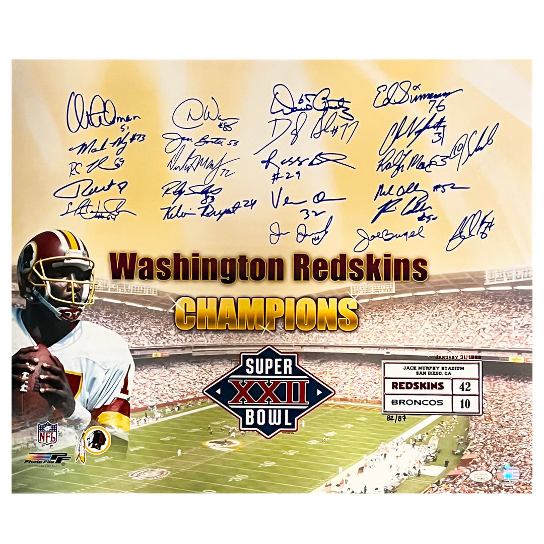 Redskins Super Bowl XXII Champions Signed 23 Signature Football